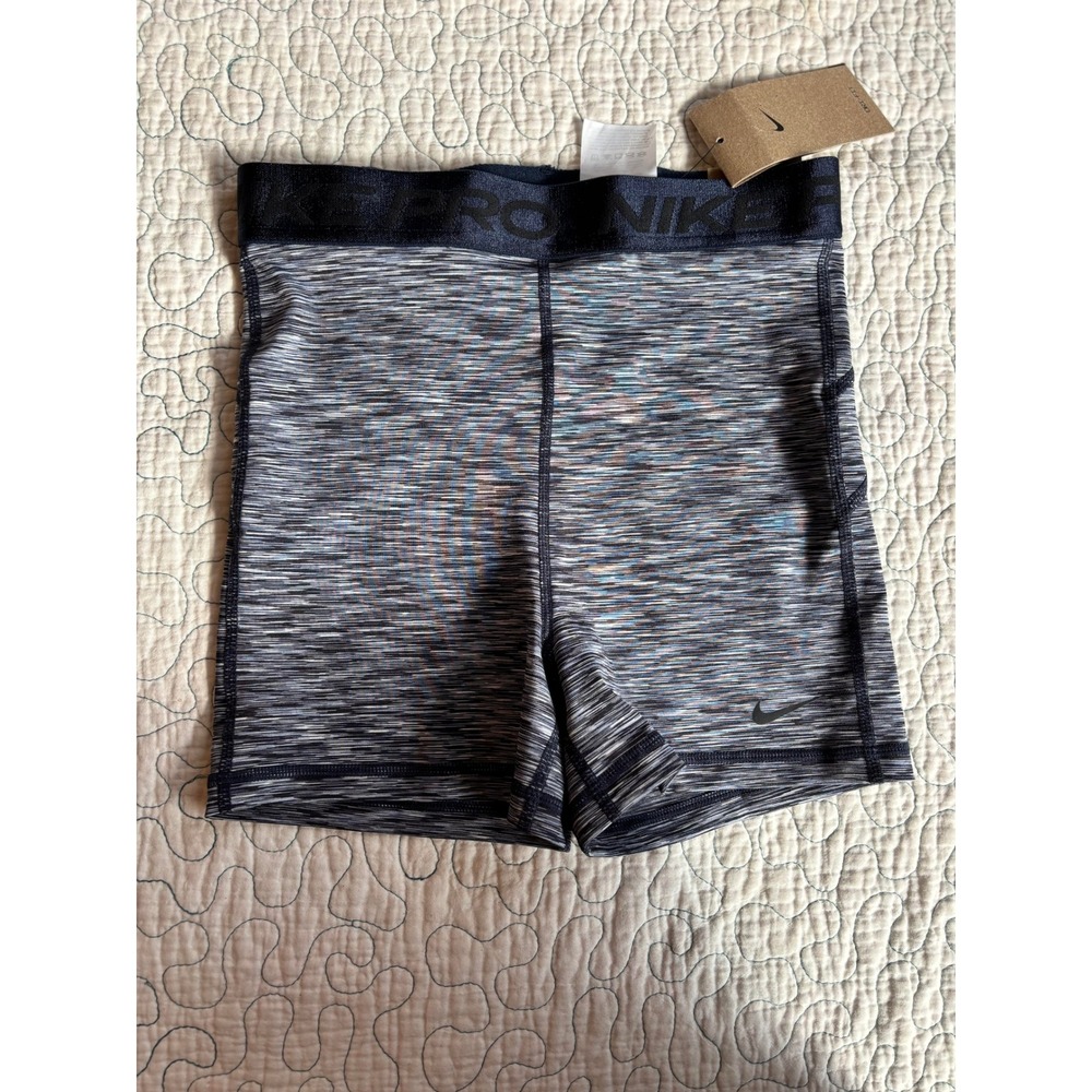 Nike Pro Womens 3 Inch‎ High Rise Training Shorts Space Dye Black Gray Small